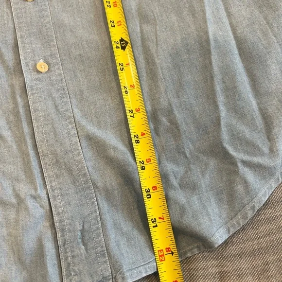 Vintage Chaps Ralph Lauren Chambray Button Down Shirt XXL Blue 100% Cotton - Picture 6 of 6
